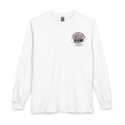 Asphalt Alliance Car Club Long Sleeve Tee — Retro Racing Graphic, "Asphalt Alliance" Chest & Back Print