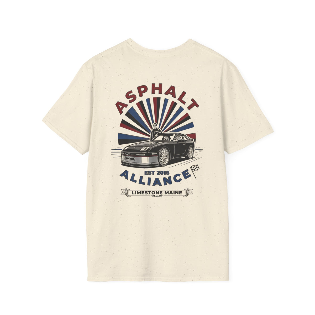 Asphalt Alliance Car Club Tee — Retro Racing Graphic, "Asphalt Alliance" Chest & Back Print