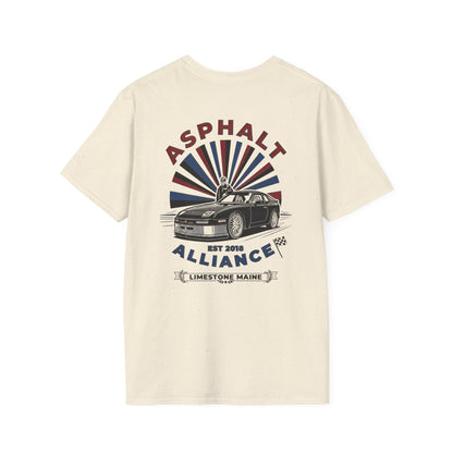 Asphalt Alliance Car Club Tee — Retro Racing Graphic, "Asphalt Alliance" Chest & Back Print