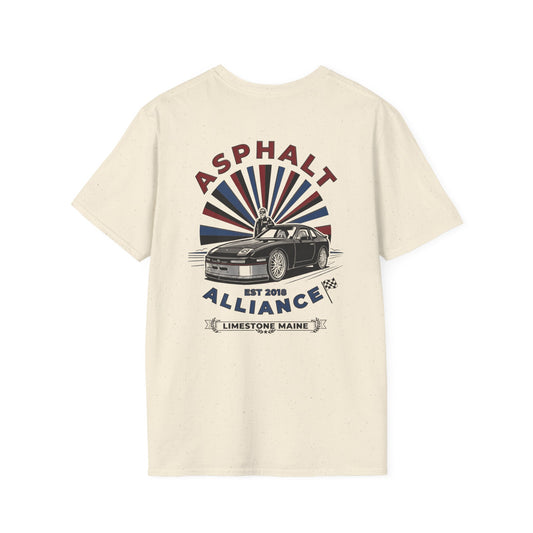 Asphalt Alliance Car Club Tee — Retro Racing Graphic, "Asphalt Alliance" Chest & Back Print