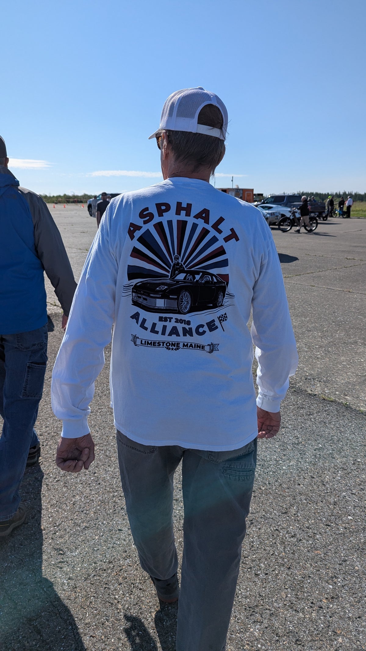Asphalt Alliance Car Club Long Sleeve Tee — Retro Racing Graphic, "Asphalt Alliance" Chest & Back Print